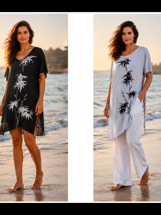 Style Land Other - EUropean Sheer Chiffon Resort Tunic Cover-Up Lace-Up US 8,, NWOT
